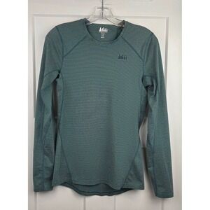REI Womens XS Long Sleeve Base Layer Performance Green Striped Shirt RN 37249